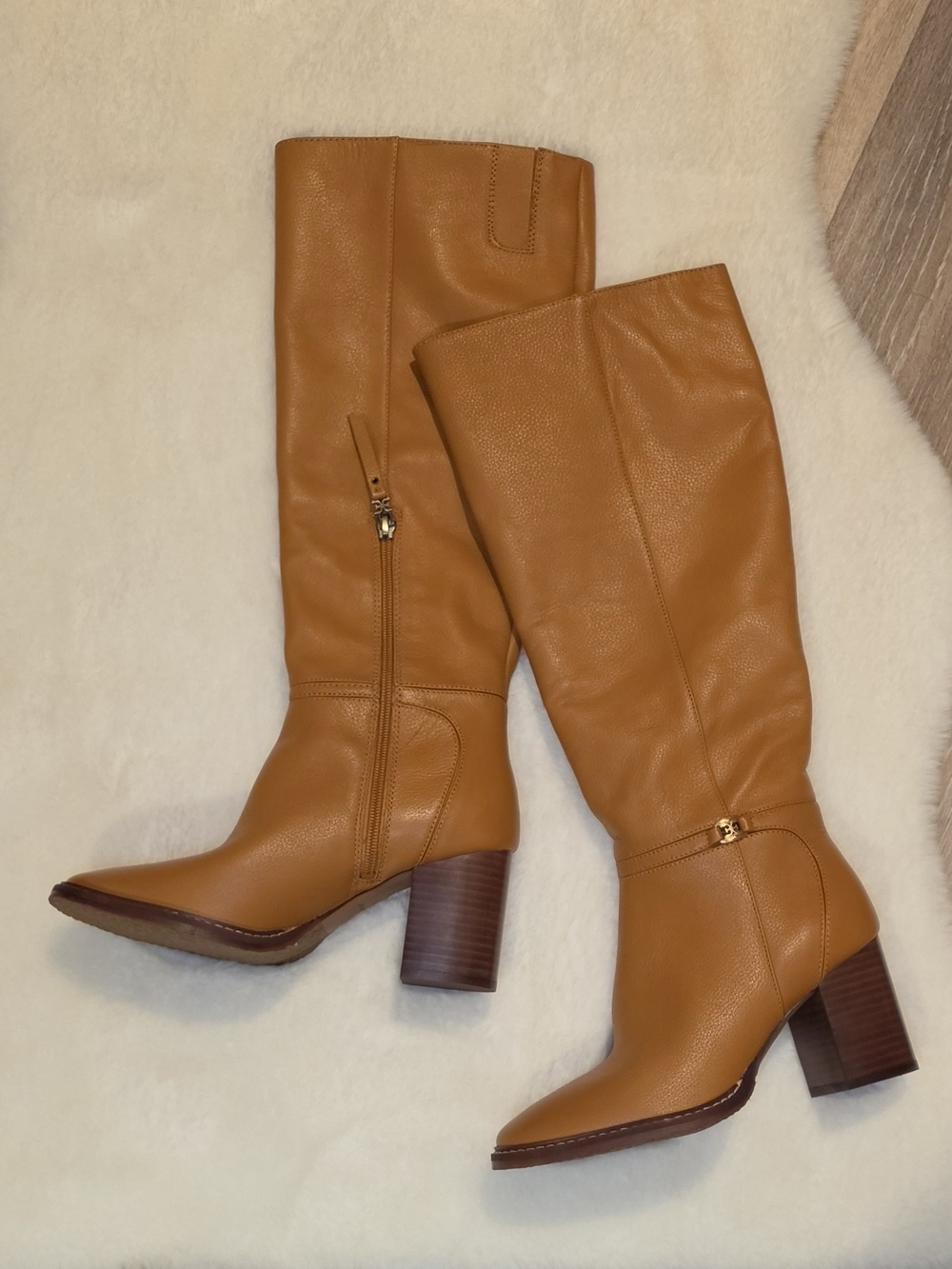 Sam Edelman Elsy Knee High Leather Boots in Caramel Size 7 - Picture 4 of 9